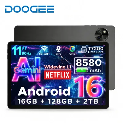 DOOGEE U11 タブレット 11インチタブレット Android16 Gemini AI タブレット 大画面 ゲーミングタブレット Unisoc T606 8コア 16GB RAM+128GB ROM+2TB拡張可 90Hz Android15 Widevine L1 Netflix 顔認識 13MP wi-fiモデル 8580mAhバッテリー 1年保証