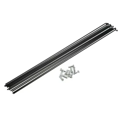 X AUTOHAUX スポーク ニップル付き バイク用 自転車用 スチール 14G Jベンド 298mmx2mm ブラック 12個