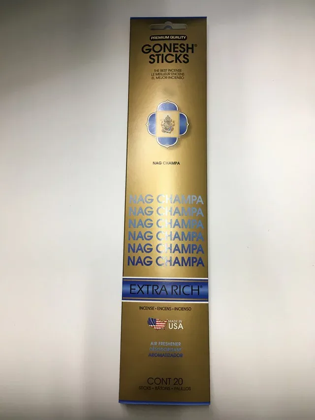 GONESH ガーネッシュ インセンス スティック エクストラリッチ NAG CHAMPA ナグチャンパ(20本入)×1個 078612208244