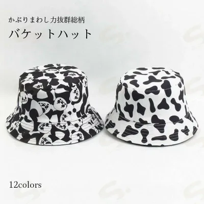 バケットハット レディース 綿混 コットン混 帽子 ハット 乳牛模様 ハート柄 チェック柄 パンダ柄 蝶柄 総柄 メンズ ユニセックス 男女兼用 リバーシブル お洒落 シンプル キレイめ ファッション小物 春 夏 秋 春新作