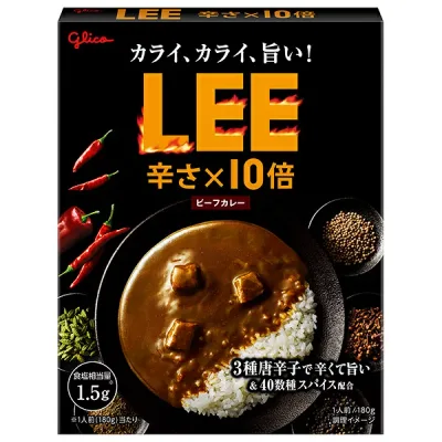 江崎グリコ ビーフカレーLEE 辛さ×10倍 180g×10個入×(2ケース)| 送料無料 リー レトルトカレー スパイス