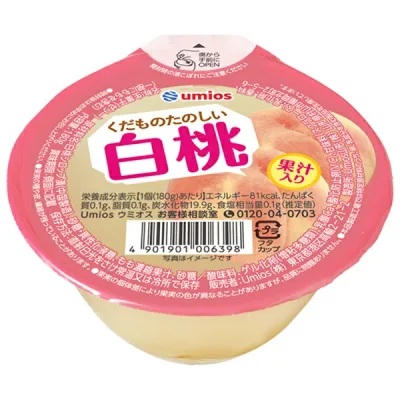 Umios くだものたのしい 白桃 180g×24(6×4)個入| 送料無料 ピーチ ゼリー 白桃 桃 フルーツゼリー