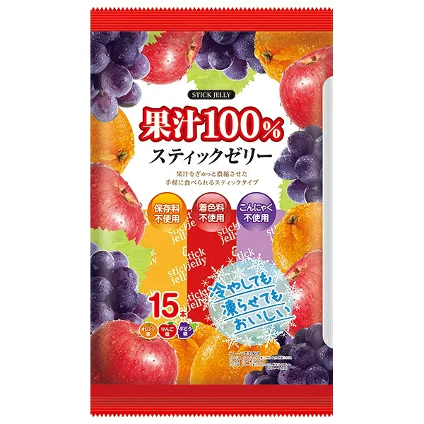 リボン 果汁100% スティックゼリー 15本×12袋入 メーカー 問屋直送| 送料無料 お菓子 おやつ ゼリー フルーツ