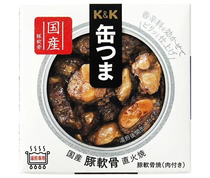 国分 K&K 缶つま 国産 豚軟骨 直火焼 40g×12個入 メーカー 問屋直送| 送料無料 おつまみ 缶詰