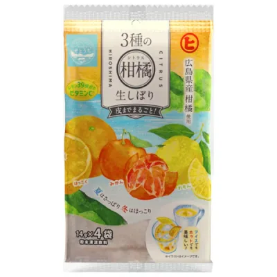 樋口製菓 3種の柑橘 生しぼり (14g×4袋)×20個入| 送料無料 ドリンク 粉末 インスタント 柑橘 3種類 広島県産 はっさく みかん レモン