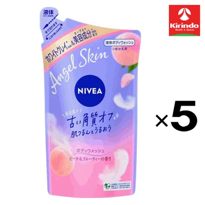 秋の生活応援フェア! 5個セット 花王 ニベア エンジェルスキン ボディウォッシュ ピーチ&フルーティーの香り 詰替え用 360ml×5袋 ボディソープ 液体せっけん