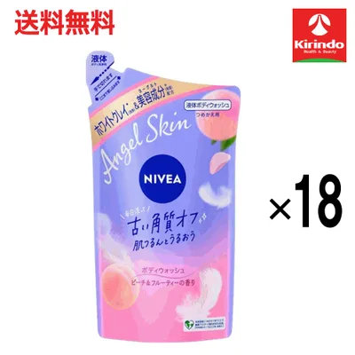 秋の生活応援フェア! 送料無料 18個セット 花王 ニベア エンジェルスキン ボディウォッシュ ピーチ&フルーティーの香り 詰替え用 360ml×18袋 ボディソープ 液体せっけん