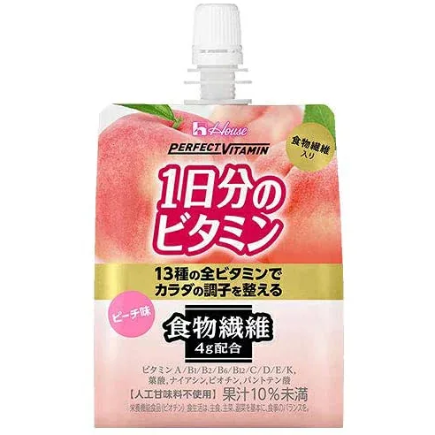 【本日楽天ポイント5倍相当】【送料無料】ハウスウェルネスフーズ株式会社PERFECT VITAMIN(パーフェクトビタミン)1日分のビタミンゼリー 食物繊維 ピーチ味 180g【栄養機能食品(ビオチン)】【△】【▲1】【CPT】【□】