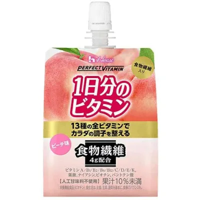 【本日楽天ポイント5倍相当】【送料無料】ハウスウェルネスフーズ株式会社PERFECT VITAMIN(パーフェクトビタミン)1日分のビタミンゼリー 食物繊維 ピーチ味 180g【栄養機能食品(ビオチン)】【△】【▲1】【CPT】【□】