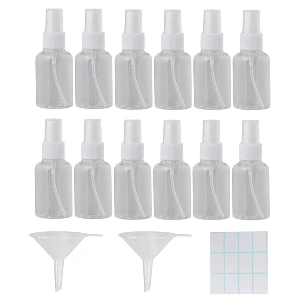50ML プラスチック 透明 スプレー 空 チューブ ファイン ミニ トラベル ボトル 12個パック