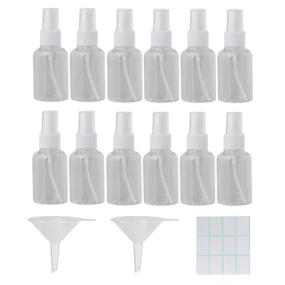 50ML プラスチック 透明 スプレー 空 チューブ ファイン ミニ トラベル ボトル 12個パック