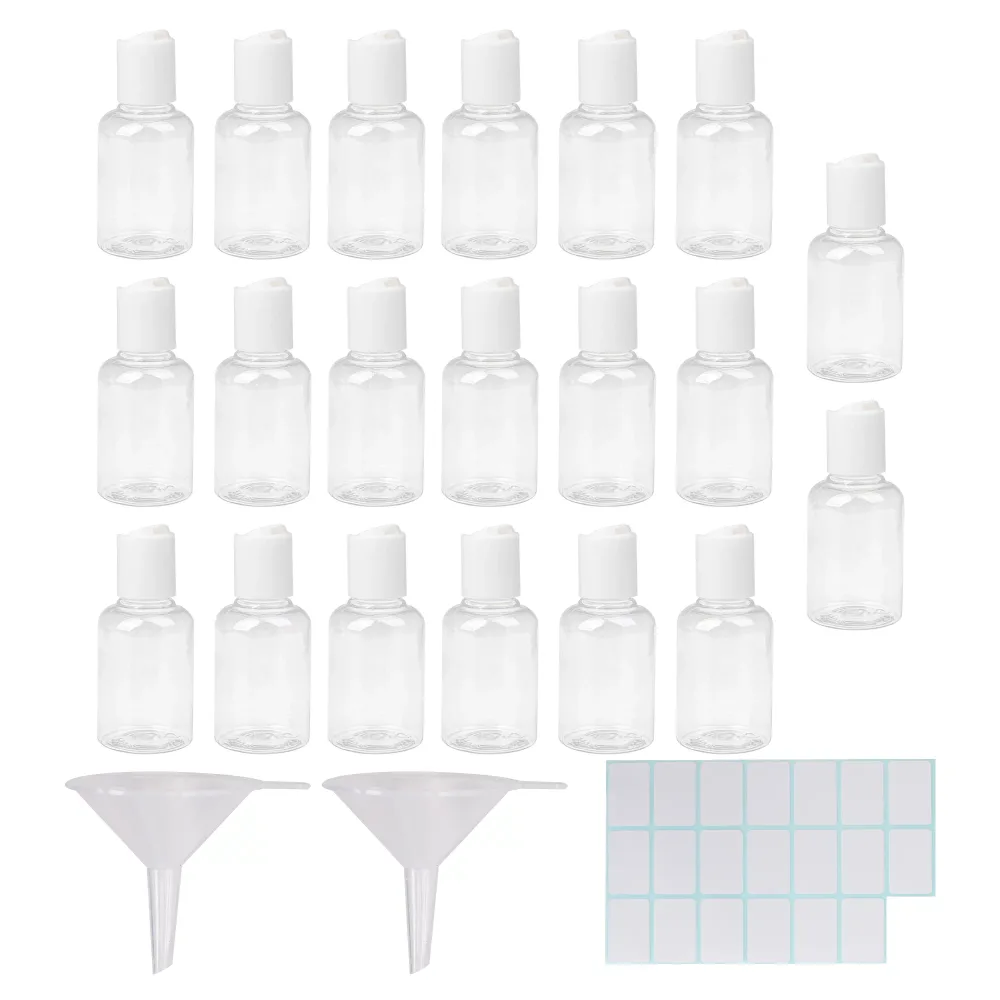 50ml プラスチック 空 ボトル ホワイト 容器 ディスクカバー付き 旅行用 20個パック