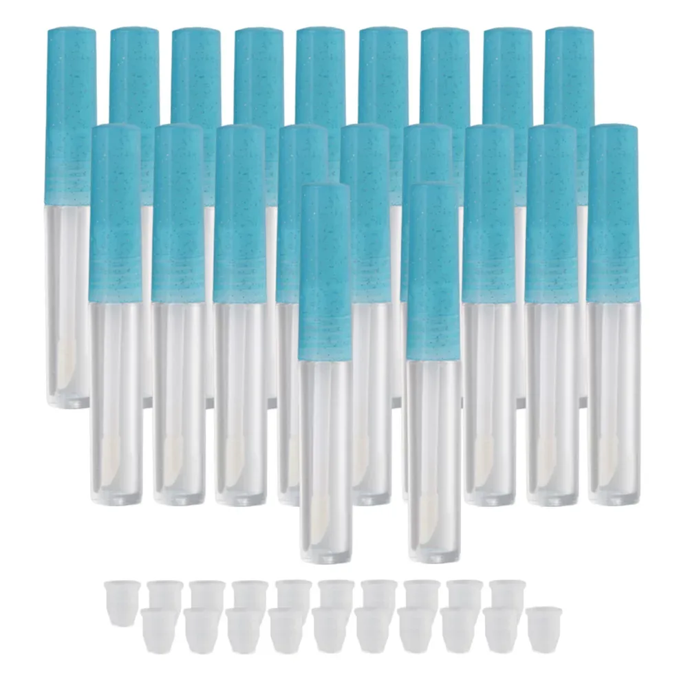 1.3ml プラスチック 空 リップ グロス チューブ 容器 ブルー ゴムインサート付き 20個パック