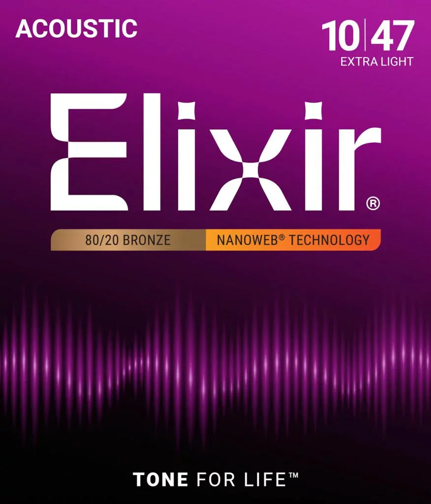 Elixir Nanoweb #11002 Extra Light 010-047 80/20 Bronze エリクサー コーティング弦 アコギ弦