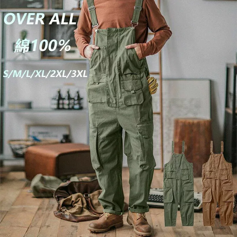 ★楽天2位 オーバーオール メンズ 大きいサイズ オールシーズン 綿100% S-3XL サロペット ゆったり ワークパンツ 作業着 作業服 おし