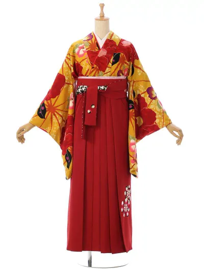【レンタル】 卒業袴 卒業式 袴 レンタル アンティークレトロ 和モダン 小物一式つき 新品足袋プレゼント143〜147cm 代引手数料当店負担 emma × 紅一点 r0141j_e-h201-22-1