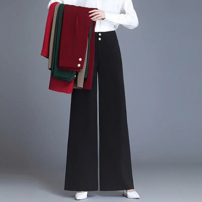 ワイドパンツ レディース 秋冬 高腰 ゆったり 美脚 ストレッチ ズボン 婦人服 リラックス 通勤着 部屋着