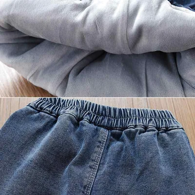子供用 パンツ 女の子 裏起毛 デニム ジーンズ 秋冬 長ズボン かわいい 厚手 普段使い 伸縮性 90 100 110 120 130 140