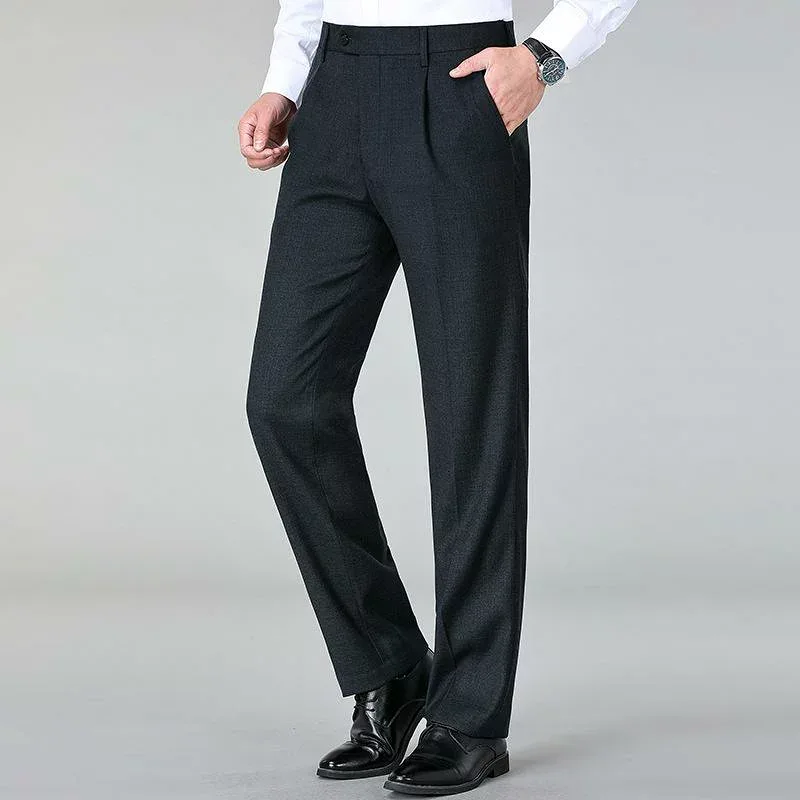 ズボン メンズ 男性用 ウール スラックス 厚手 あったか 暖かい ゆったり ストレート ビジネス フォーマル 秋冬 グレー