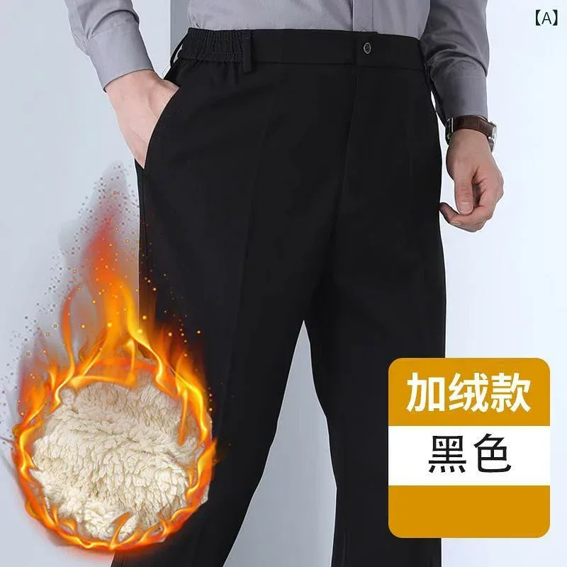 ズボン メンズ 高齢者 裏起毛 パンツ 秋冬 男性用 ストレート 高齢者向け 暖かい 伸縮性 ウエストゴム リラックス あったか 部屋着 普段使い ブラック 黒