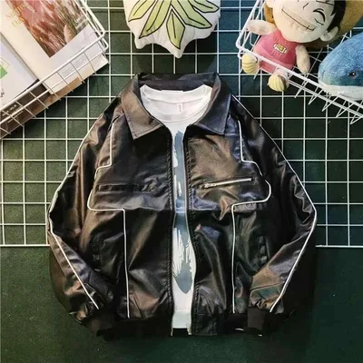 ジャケット 男性用 PUレザー ライダースジャケット ブルゾン ジャンパー アウター 春秋 ストリート カジュアル 黒 白 緑