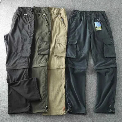 パンツ メンズ 男性用 アウトドア 薄手 ゆったり カーゴパンツ ワークパンツ イージーパンツ ストレートパンツ ロングパンツ ズボン ミリタリー 普段使い 作業着 部屋着 多機能 多ポケット 春夏 グレー ブラック カーキ グリーン