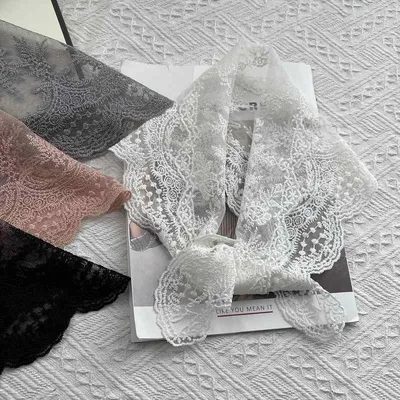 ヘッドスカーフ 女性用 春夏 薄手 レース 花柄 法式 ヘッドドレス 包頭巾 シルク風 かわいい 甘め 田園風 小清新 森ガール 仙女風 ミルクティー風 綿 刺繍 植物花卉 米白色 ピンク ブラック グレー 中長 軽量 通気性 普段使い ヘアアレンジ デ