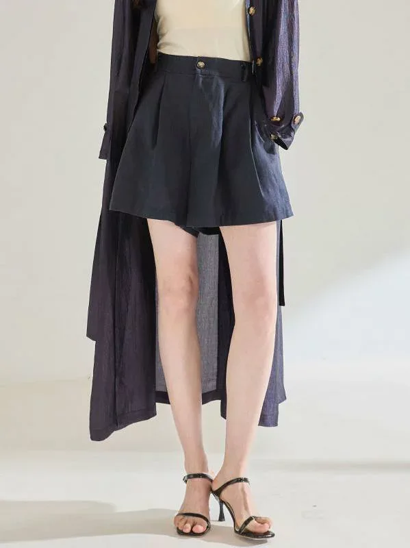 ショートパンツ レディース 短パン カジュアル リネン混 通気性 ゆったり Aライン 体型カバー ウエストゴム ボトムス ハーフパンツ