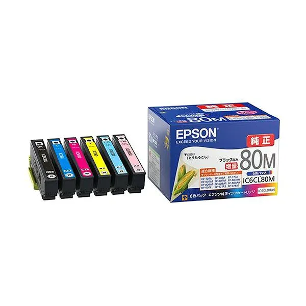 【送料無料】(まとめ)エプソン インクカートリッジ6色パック(黒のみ80L) IC6CL80M 1箱(6個:各色1個)【×3セット】