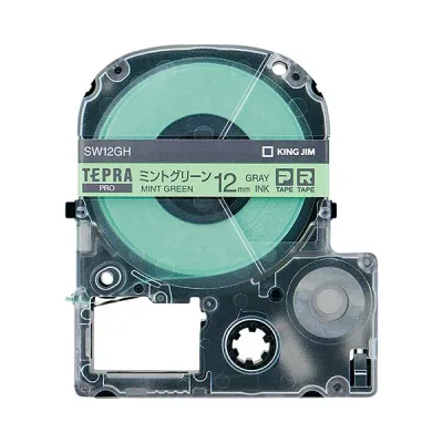 【送料無料】(まとめ) キングジム テプラ PRO テープカートリッジ ソフト 12mm ミントグリーン/グレー文字 SW12GH 1個 【×10セット】