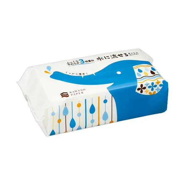 【送料無料】河野製紙ふっくらやわらか3枚重ね水に流せるソフトパックティシュー 100組/パック 1セット(30パック)