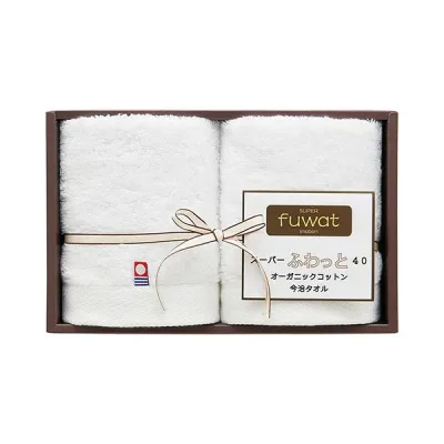 【送料無料】今治 スーパーふわっと40 オーガニックコットン今治ハンドタオル2P ホワイト 【約340×350mm×2】 22613905