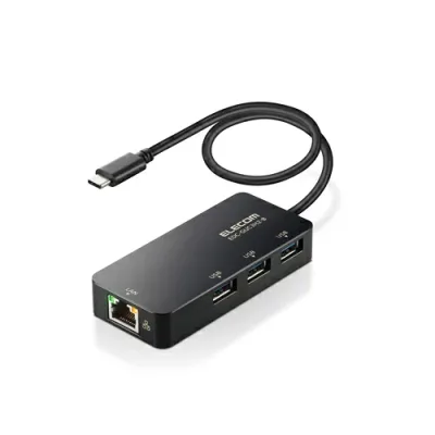 エレコム ELECOM EDC-GUC3H2-B ブラック LANアダプター 有線 タイプC Giga USBハブ付 EDCGUC3H2B