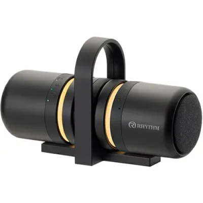 【長期保証付】RHYTHM リズム 9YYA30RH02 ブラック MAGSPEAKER DUO マグネット付 防水ポータブルステレオスピーカー Bluetooth対応