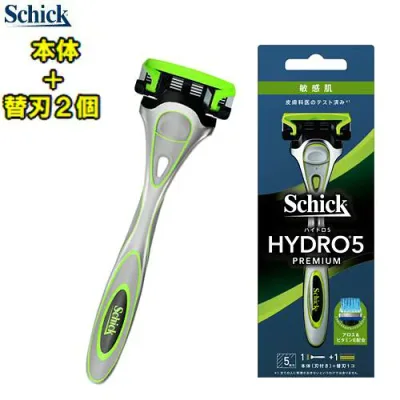 Schick シックハイドロ5 プレミアム【敏感肌用】【本体ホルダー+替刃2個】HYDRO5 ホルダー 5枚刃 髭剃り 替刃