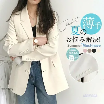 テーラードジャケット レディース スーツジャケット 夏 長袖 薄手 サマージャケット カジュアルスーツ 通勤 涼しい 洗える きれいめ 羽織り 春 秋