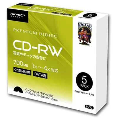 【個数:1個】HDCRW80YP5SCX20 直送 代引不可・他メーカー同梱不可 20個セット HIDISC データ用 CD−RW 1−4倍速5mmスリムケース入り5枚パック