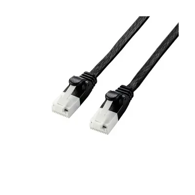 【個数:1個】LD-GFAT/BK100X5 直送 代引不可・他メーカー同梱不可 5個セット エレコム LANケーブル/CAT6A準拠/爪折れ防止/フラット/10m/ブラック LDGFAT/BK100X5