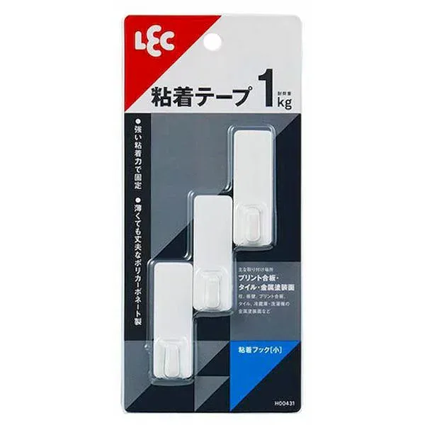 【個数:1個】H00431X10 直送 代引不可・他メーカー同梱不可 10セット レック 粘着フック 小 3個入 W
