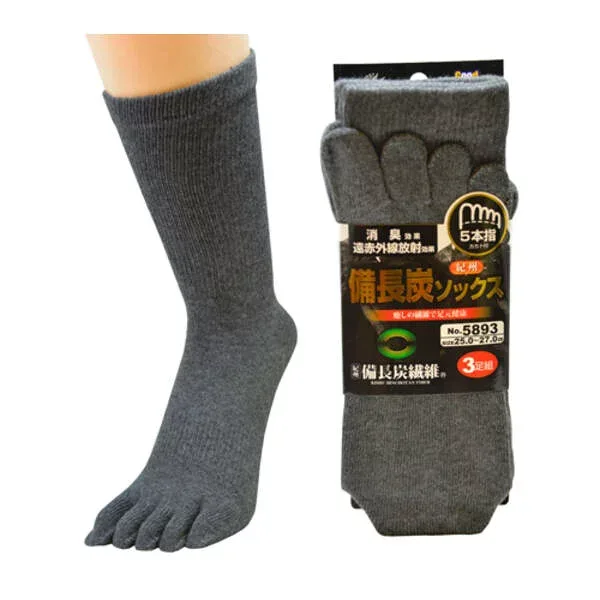【個人宅配送不可】富士手袋工業 FUJITE 5893 直送 代引不可・他メーカー同梱不可 紀州備長炭ソックス 5本指 3P