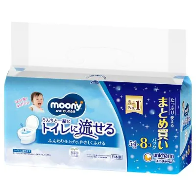 ユニ・チャーム ムーニーおしりふきトイレに流せるタイプ替 54枚入×8コパック