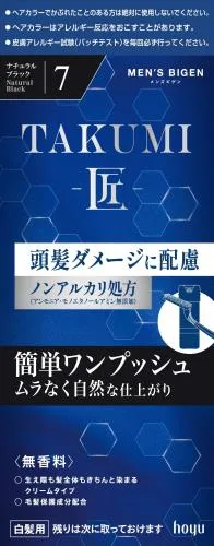 白髪染め メンズ メンズビゲン TAKUMI 7ナチュラルブラック 頭髪ダメージに配慮 匠 (タクミ) メンズビゲンTAKUMI hoyu ホーユー men's bigen(医薬部外品)
