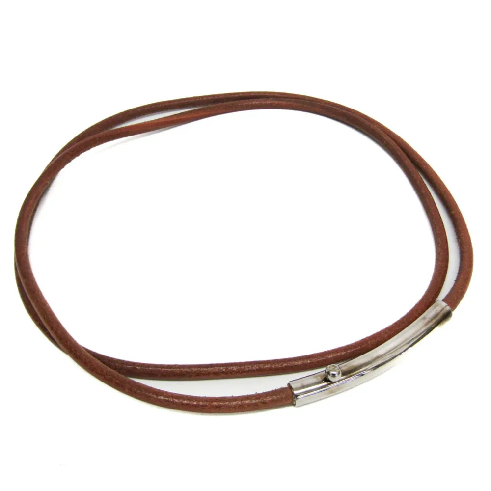 エルメス(Hermes) レディース,メンズ レザー チェーンベルト ブラウン,シルバー【中古】