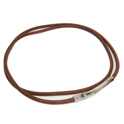 エルメス(Hermes) レディース,メンズ レザー チェーンベルト ブラウン,シルバー【中古】