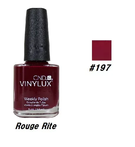 【最大3%OFF】 CND VINYLUX バイナラクス カラーポリッシュ Rouge Rite 197 ウィークリーポリッシュ 15ml CND 速乾性 マニキュア ウィークリー セルフネイル ネイルグッズ long wear ベースコート不要 新品 【送料無料】 ネイルカラー