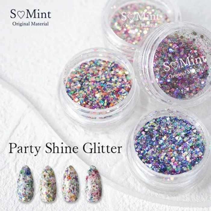 【最大3%OFF】 SMint エスミント パーティーシャイングリッター 約0.9g 【4種類からご選択】 ネイルパーツ ネイルアート ネイルデザイン デコレーション ラメ ホロ キラキラ グラデーション ワンカラー ジェルネイル ネイリスト ネイルサロン セルフネイル 新品 送料無料
