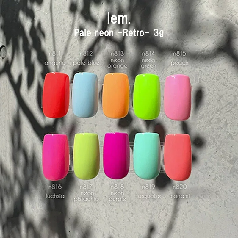 【最大3%OFF】 レム lem. カラージェル ペールネオン レトロ 3g 【10色からご選択】 n811-n820 ネオンカラー フレンチ ライン ムラ知らず 鮮やか ジェルネイル ワンカラー ニュアンス ソフトジェル マット ソークオフ ネイルアート デザイン セルフネイル 新品 送料無料