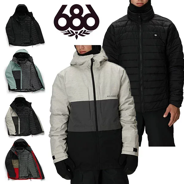 送料無料 スノーボードウェア 686 SIX EIGHT SIX シックスエイトシックス SMARTY 3-IN-1 FORM JACKET メンズ ジャケット スノボ スノーボード スノーウェア フード M5WN161 2025-2026新作 25-26 25/26 30%off