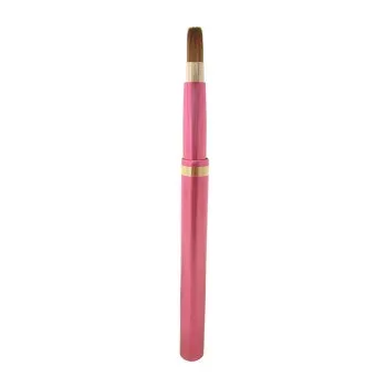 竹宝堂 広島 熊野筆 メイクブラシ オートリップブラシ 平型 (ピンク) イタチ NL-6