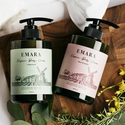 EMARA ボディークリームRose&Vanilla Cedarwood 400ml 2本セット 保湿 植物由来成分 日本製 さっぱり しっとり バラとバニラの香り シダーウッドの香り 香りケア アロマ エマラ えまら